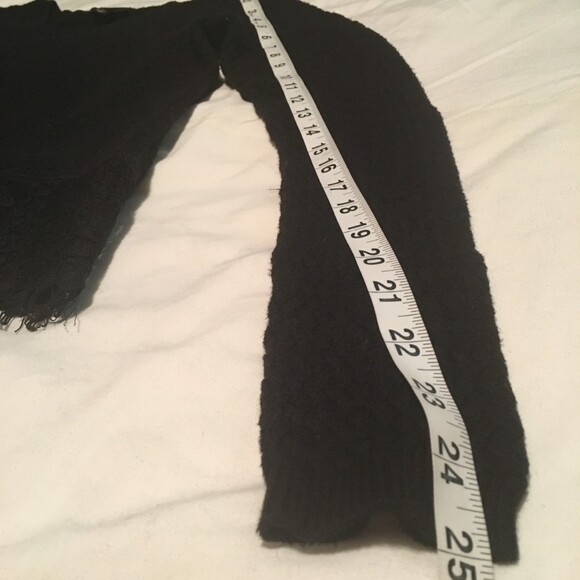 🎯3 for $30🎯 Lucky Brand sweater Womens S black basket weave knit lace bottom - Picture 8 of 9